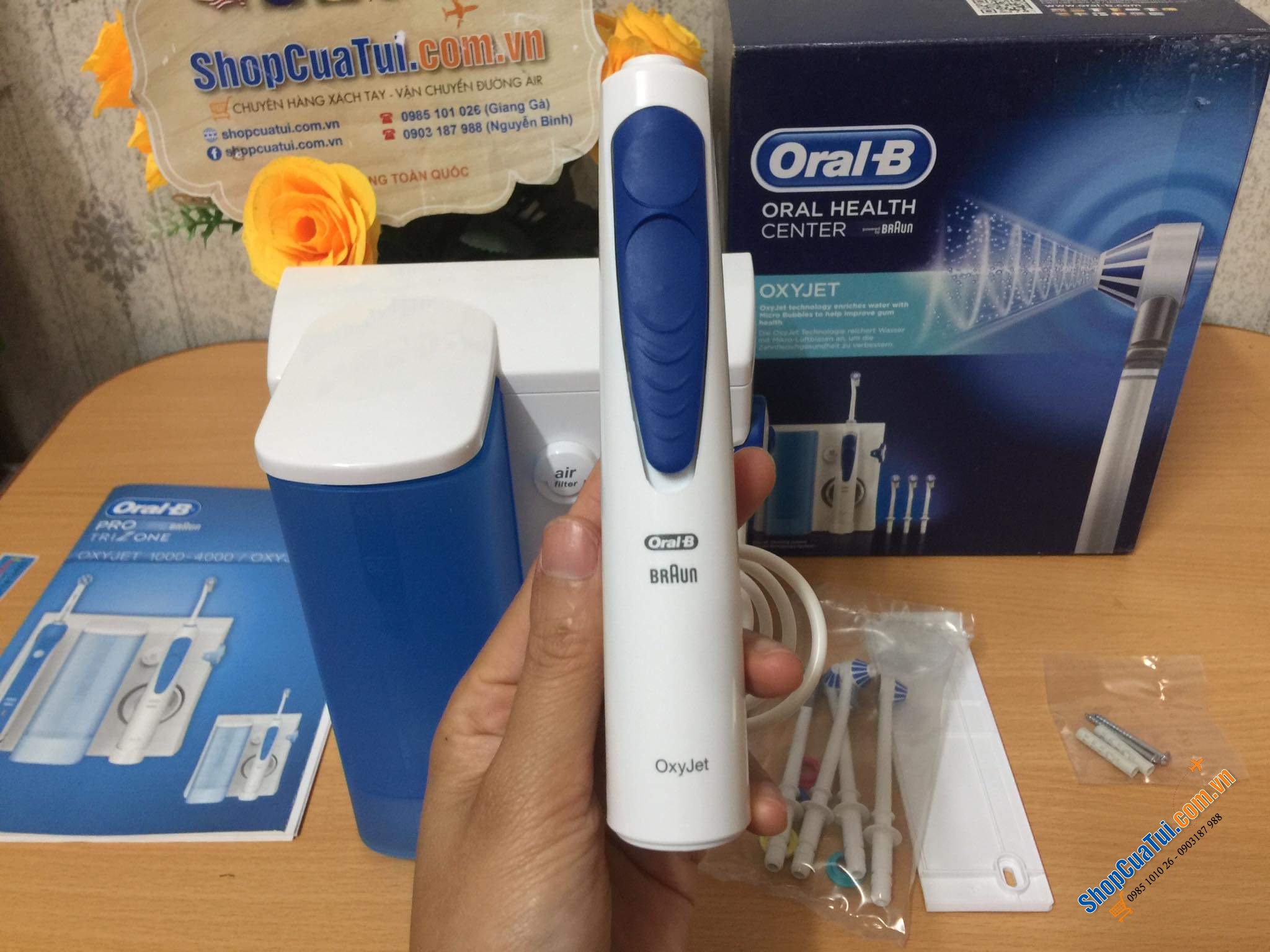 TĂM NƯỚC ORAL-B BRAUN PROFESSIONAL CARE WATERJET KÈM 4 ĐẦU - Made in Hungary