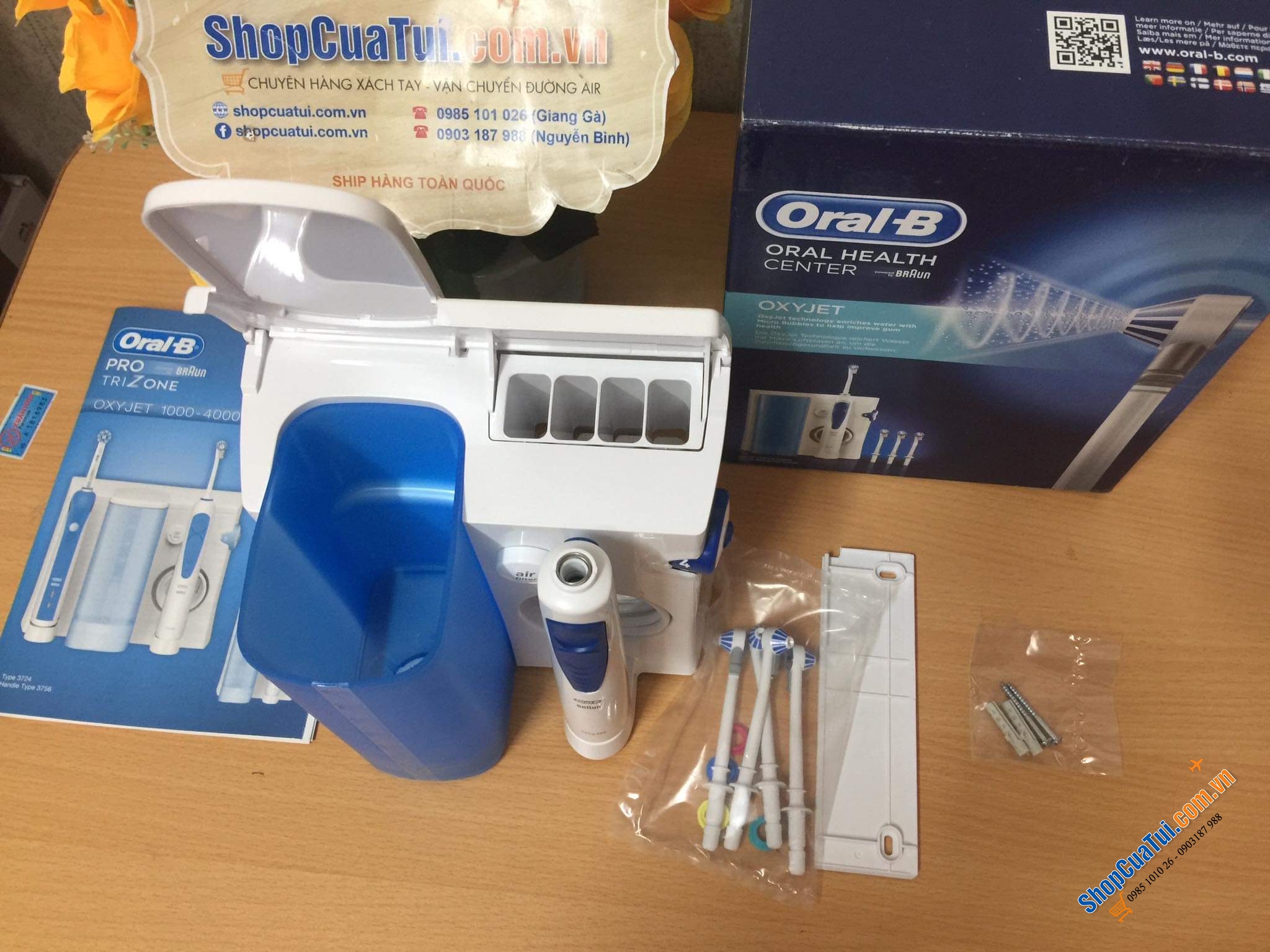 TĂM NƯỚC ORAL-B BRAUN PROFESSIONAL CARE WATERJET KÈM 4 ĐẦU - Made in Hungary