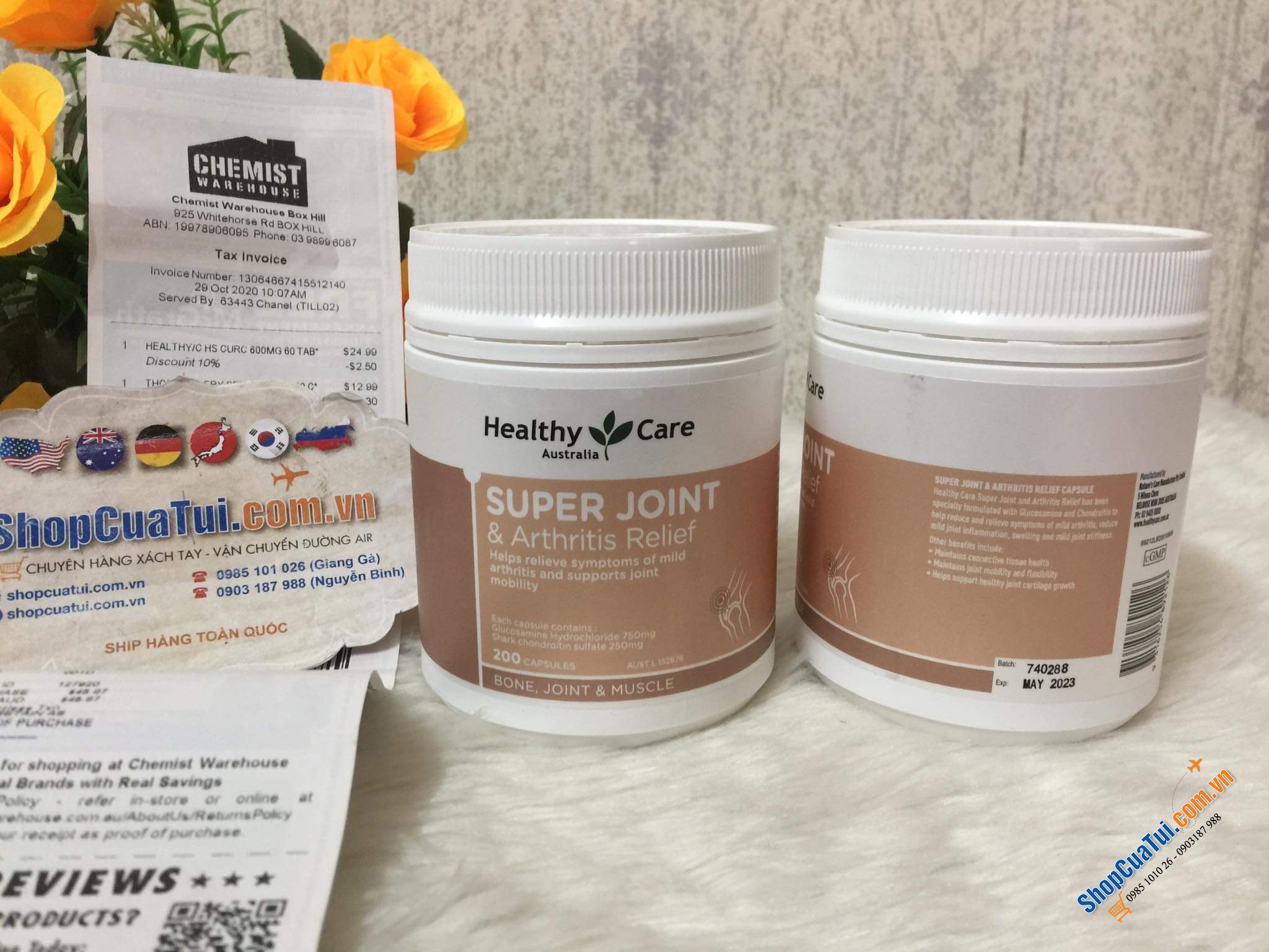 Viên uống hỗ trợ xương khớp Healthy Care Super Joint & Arthritis Relief 200 Viên - có những lợi ích vượt trội hơn so với Glucosamine trong việc quản lý viêm xương khớp, đau lưng, căng, bong gân và cứng khớp