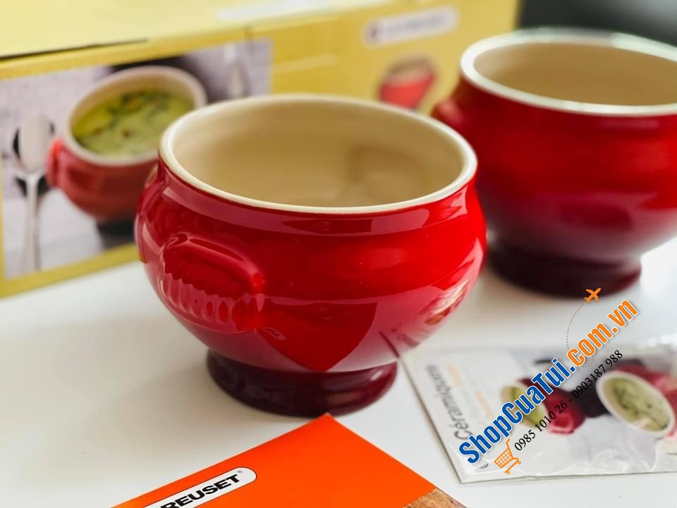 SET 2 BÁT ĂN SÚP, CHÈ LE CREUSET MÀU ĐỎ 600ml