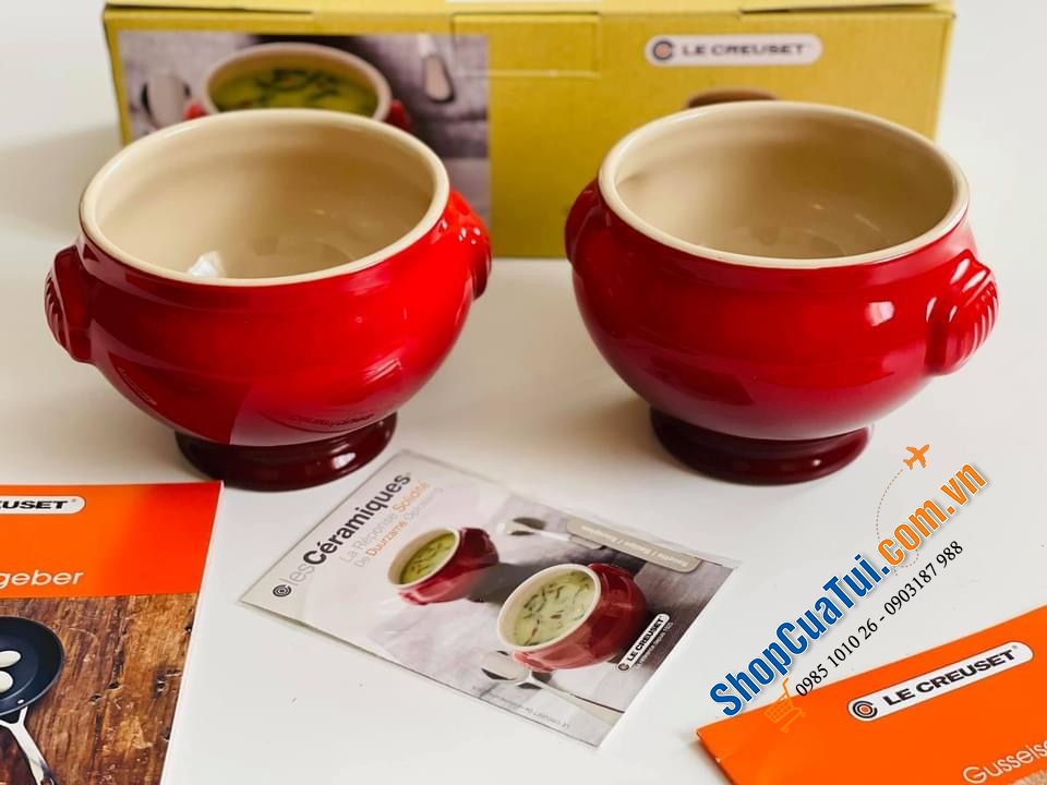 SET 2 BÁT ĂN SÚP, CHÈ LE CREUSET MÀU ĐỎ 600ml