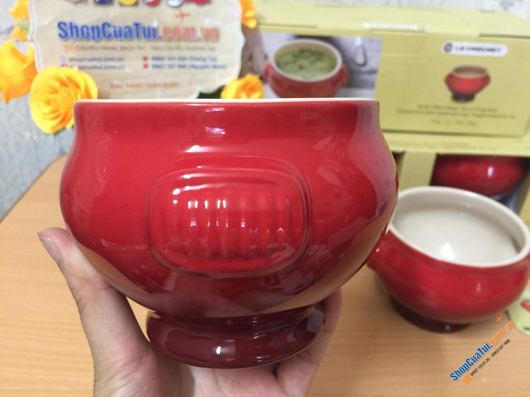 SET 2 BÁT ĂN SÚP, CHÈ LE CREUSET MÀU ĐỎ 600ml