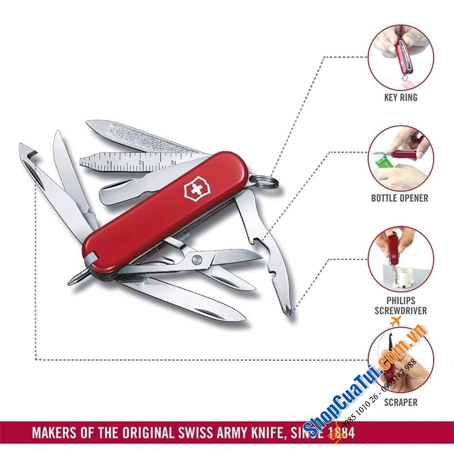Dụng Cụ Đa Năng Bỏ Túi 18 công năng VictorInox made in Thuỵ Sĩ - Dụng cụ đa năng Victorinox Fisherman 1.4733.72 - Bấm móng tay