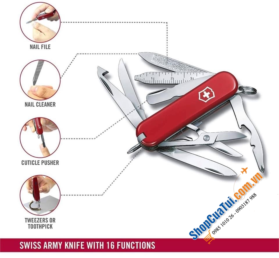 Dụng Cụ Đa Năng Bỏ Túi 18 công năng VictorInox made in Thuỵ Sĩ - Dụng cụ đa năng Victorinox Fisherman 1.4733.72 - Bấm móng tay