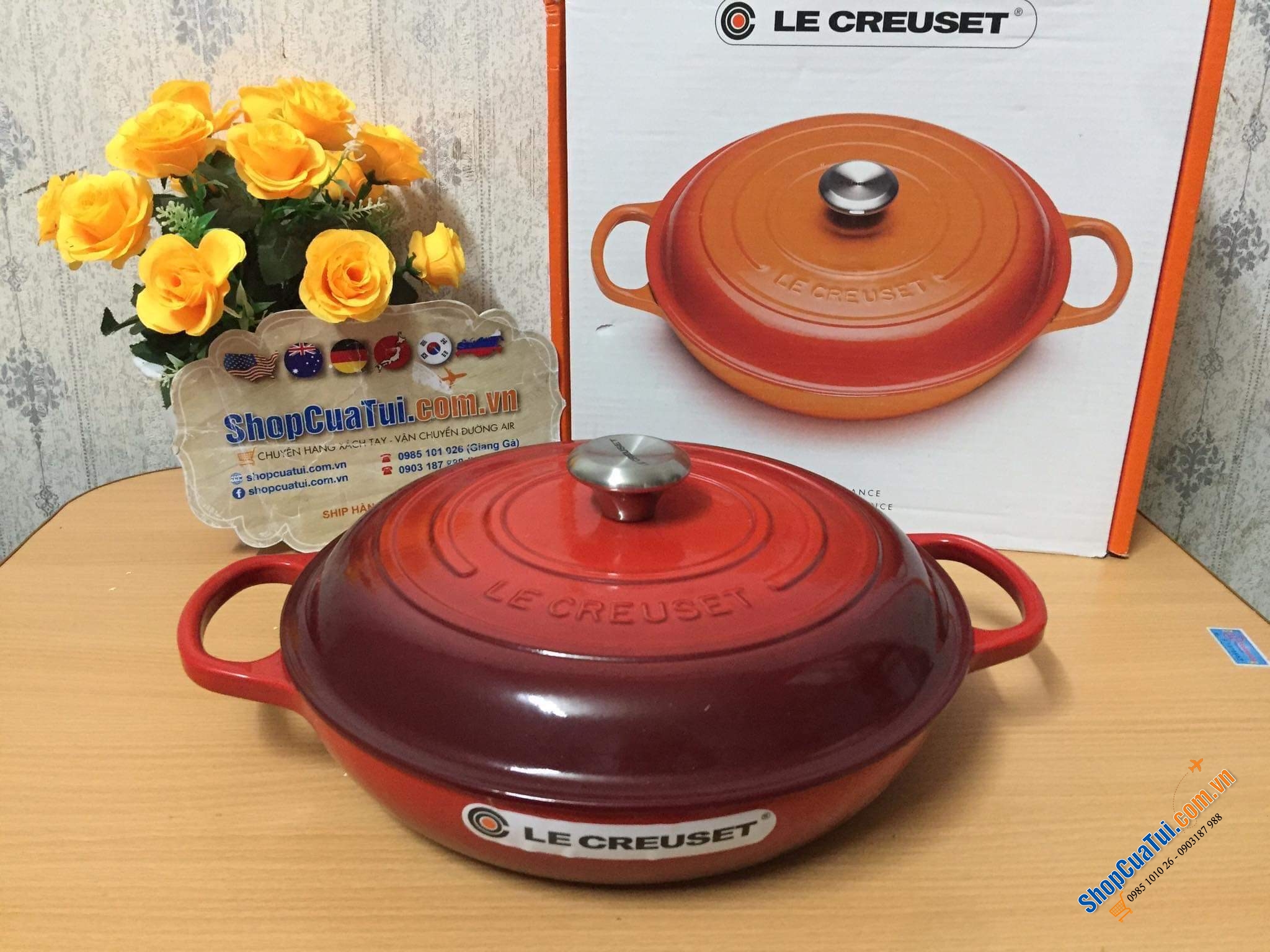 NỒI CHẢO LE CREUSET 30cm 3,2 lit màu đỏ