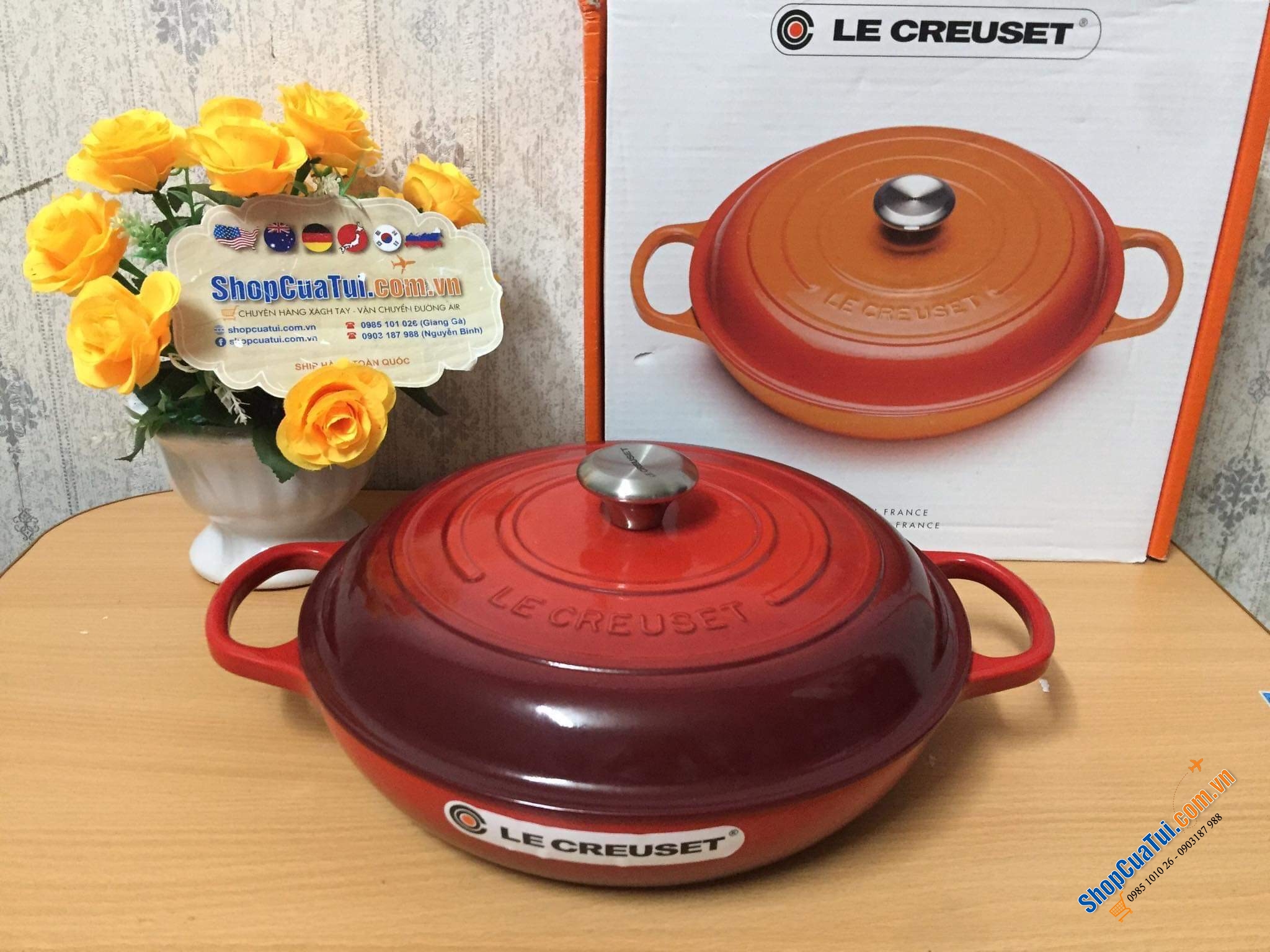 NỒI CHẢO LE CREUSET 30cm 3,2 lit màu đỏ