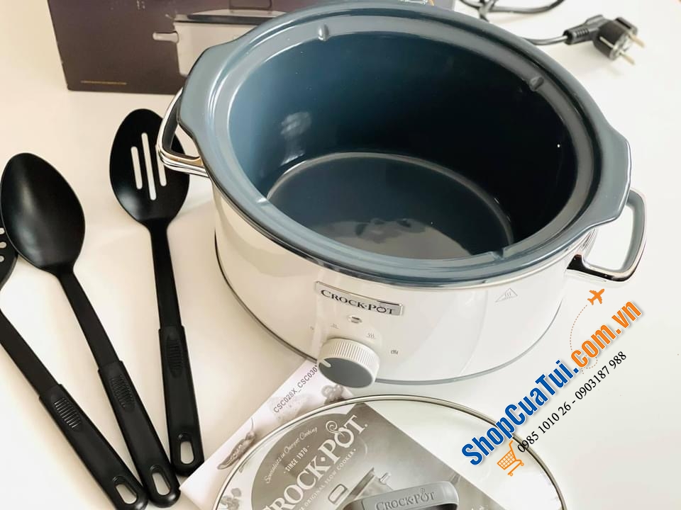 NỒI NẤU CHẬM CROCK POT 3,5 LIT MÀU TRẮNG - Món quà dành cho các bà mẹ bận rộn