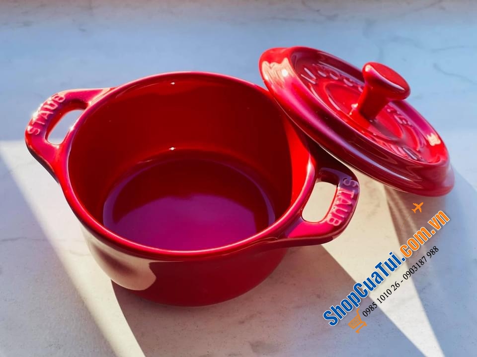 SET 4 NỒI GỐM MINI STAUB ĐỎ KÈM HỘP 10 CM.