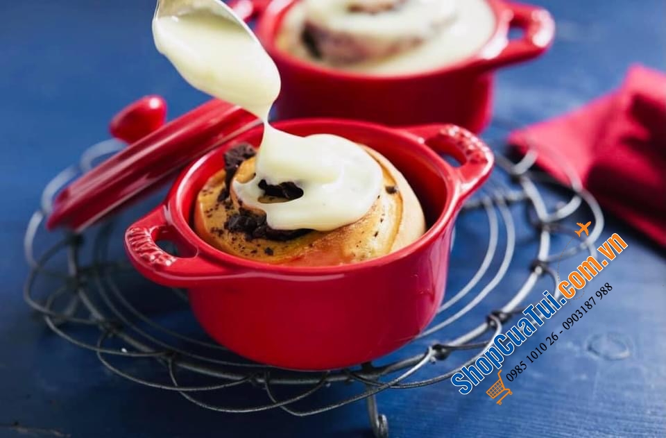 SET 4 NỒI GỐM MINI STAUB ĐỎ KÈM HỘP 10 CM.