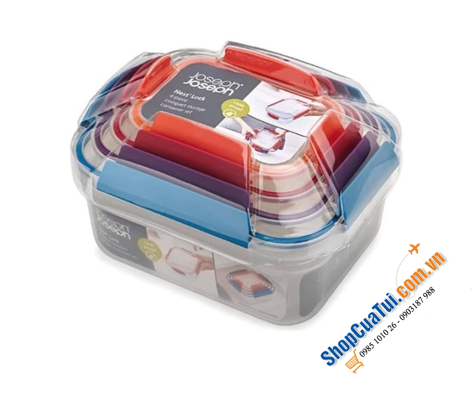 Set 4 hộp đựng thực phẩm CAO CẤP Joseph Joseph sắc màu sặc sỡ.