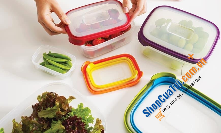 Set 4 hộp đựng thực phẩm CAO CẤP Joseph Joseph sắc màu sặc sỡ.