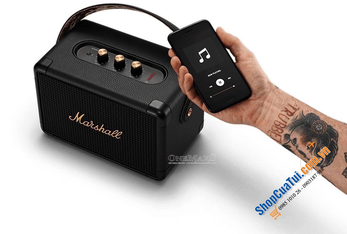 Loa Marshall Killburn 2 bản Black & Brass - Cho khả năng chơi nhạc lên tới 20 giờ chỉ trên một lần sạc, công nghệ Bluetooth 5.0 aptX, phát nhạc với bất kỳ thiết bị Bluetooth nào ở khoảng cách 9m