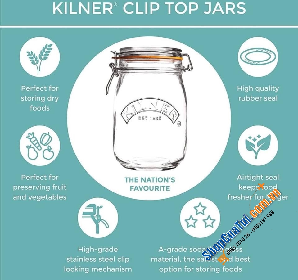 Hũ mật ong Kilner 400ml - Hũ đựng mật ong KILNER 500ml