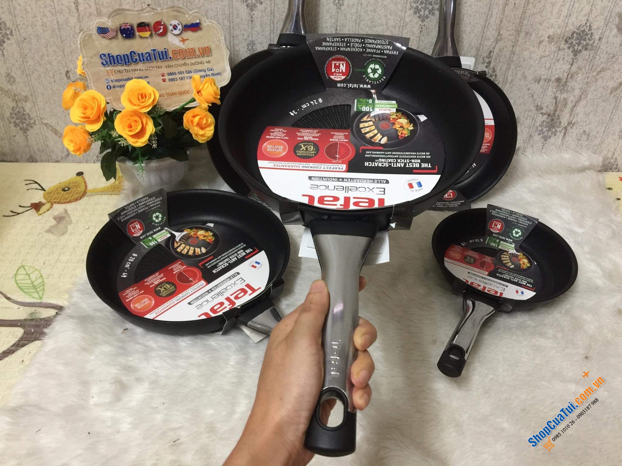 CHẢO TEFAL EXCELLENCE Chất lượng tuyệt hảo - Đủ 3 size 20; 24; 28cm; chảo sâu 28cm