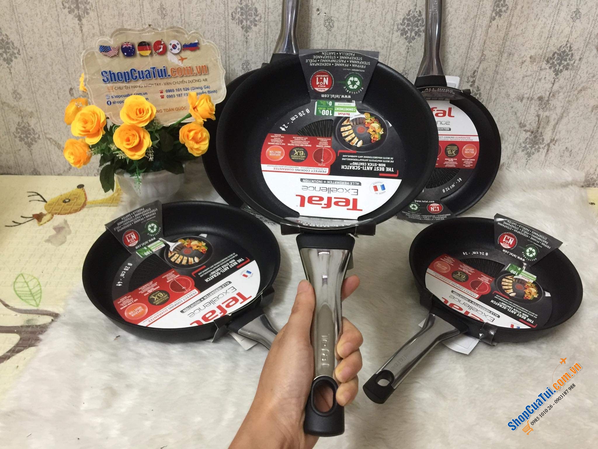 CHẢO TEFAL EXCELLENCE Chất lượng tuyệt hảo - Đủ 3 size 20; 24; 28cm; chảo sâu 28cm