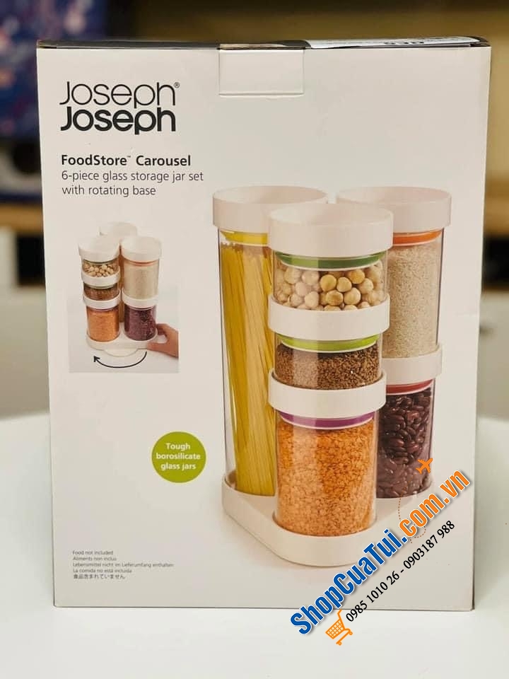 SET ĐỰNG ĐỒ THỰC PHẨM JOSEPH JOSEPH THUỶ TINH 7 MÓN FOODSTORE CAROUSEL.