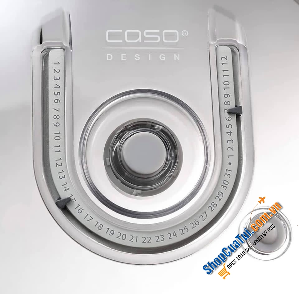 Set 4 hộp đựng thực phẩm thuỷ tinh kèm bơm hút chân không Caso Vacuboxx cài đặt được thời gian.