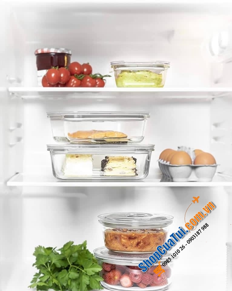 Set 4 hộp đựng thực phẩm thuỷ tinh kèm bơm hút chân không Caso Vacuboxx cài đặt được thời gian.