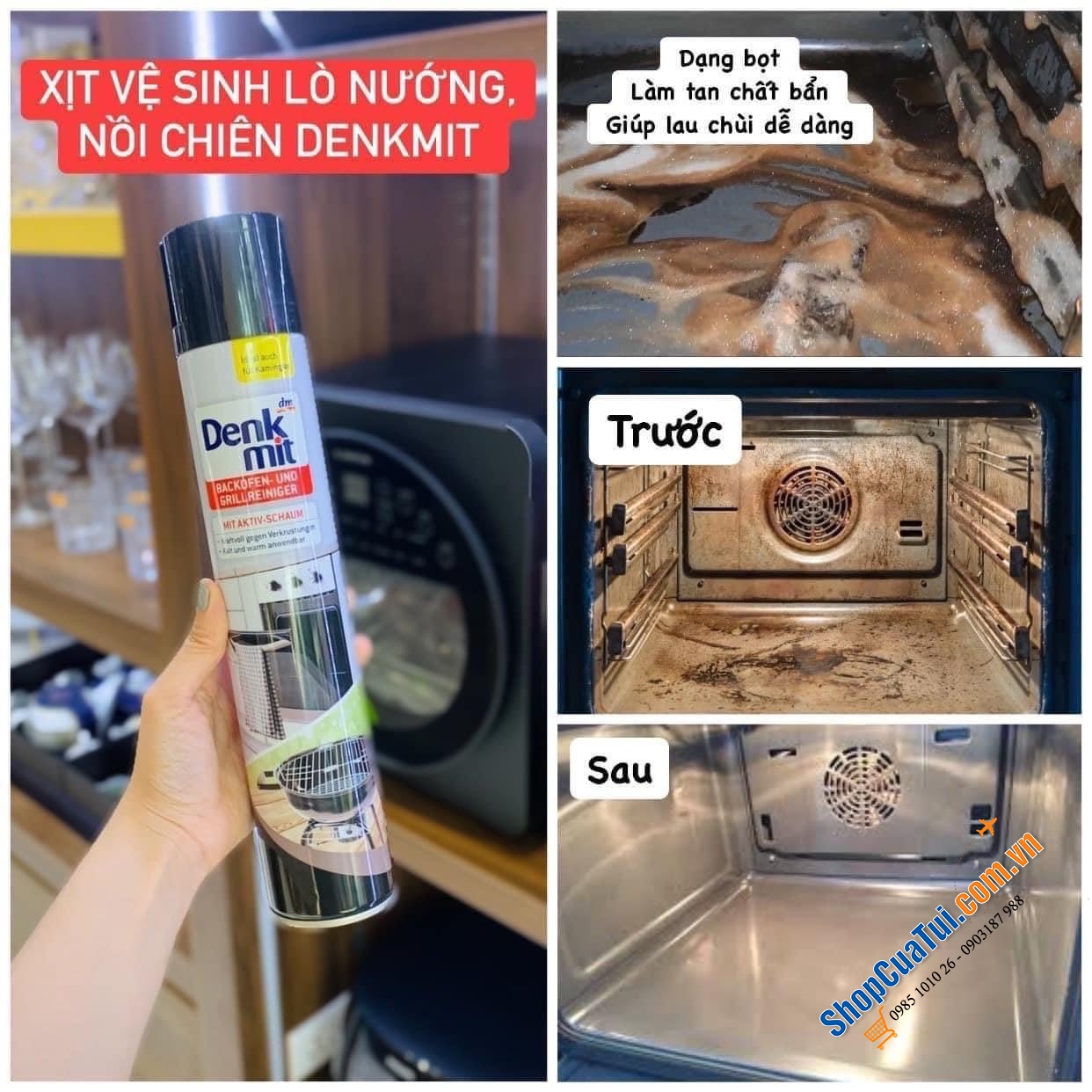 XỊT VỆ SINH LÒ NƯỚNG - LÒ VI SÓNG - NỒI CHIÊN KHÔNG DẦU DENKMIT