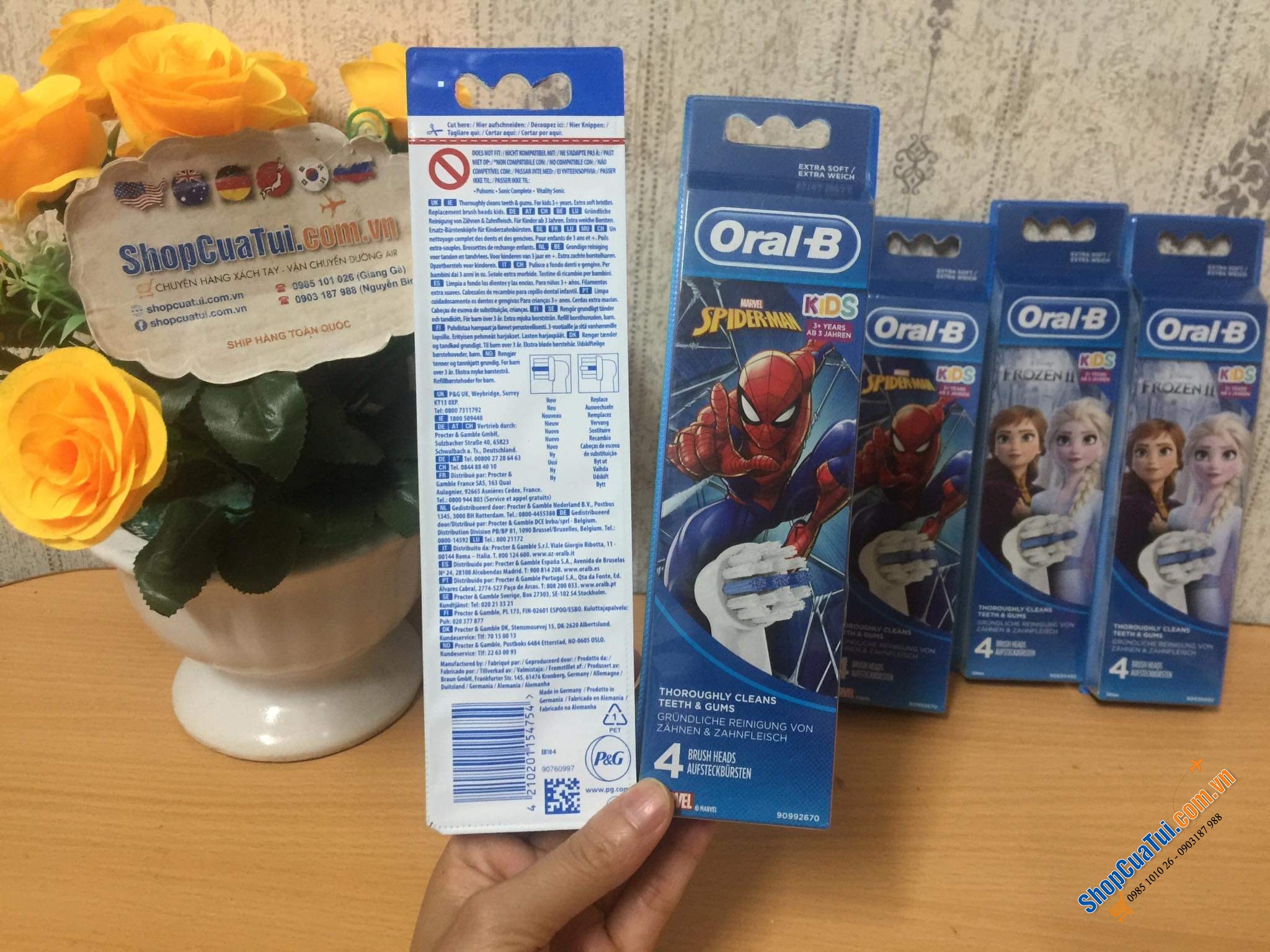 Set 3 hoặc 4 đầu bàn chải điện trẻ em Oral-B Stages Power có sẵn hình cho bé gái & hình cho bé trai