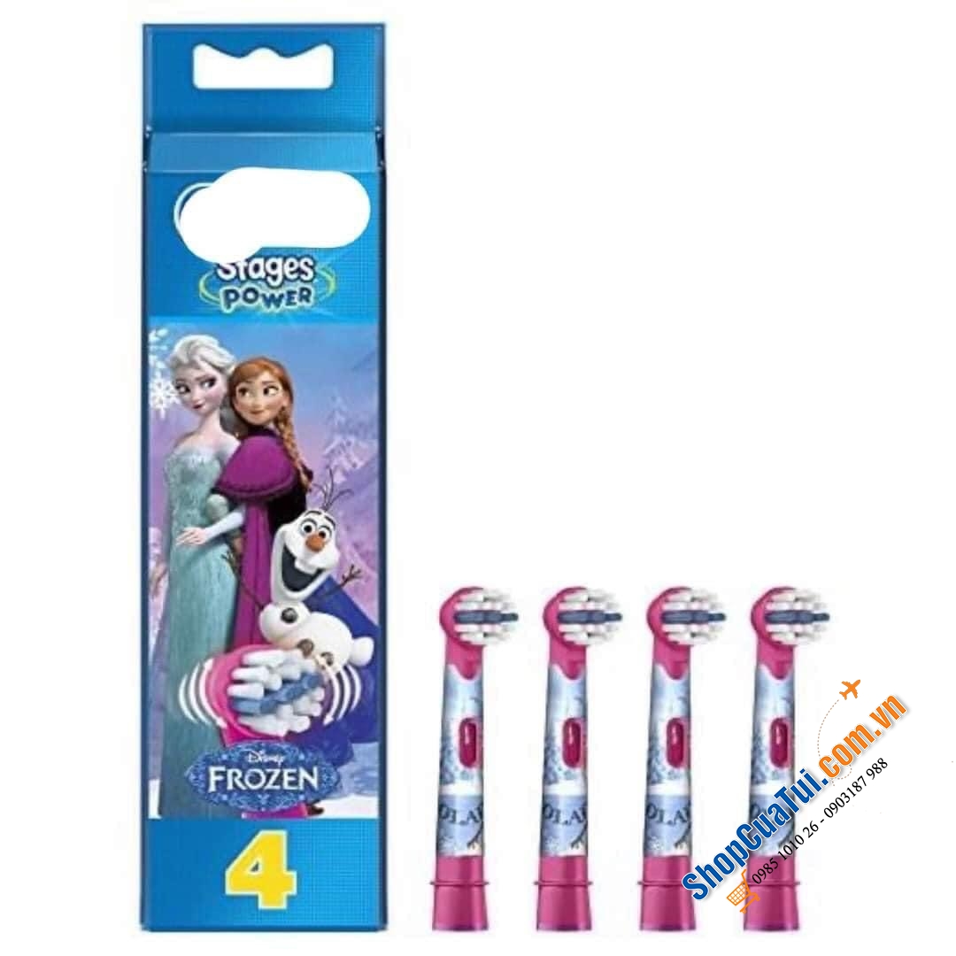 Set 3 hoặc 4 đầu bàn chải điện trẻ em Oral-B Stages Power có sẵn hình cho bé gái & hình cho bé trai