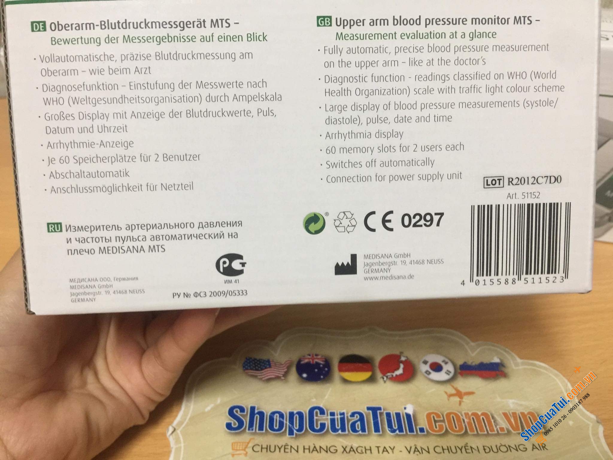 MÁY ĐO HUYẾT ÁP tự động MEDISANA 51152 MTS - sản phẩm thiết yếu cho người già, người cao huyết áp