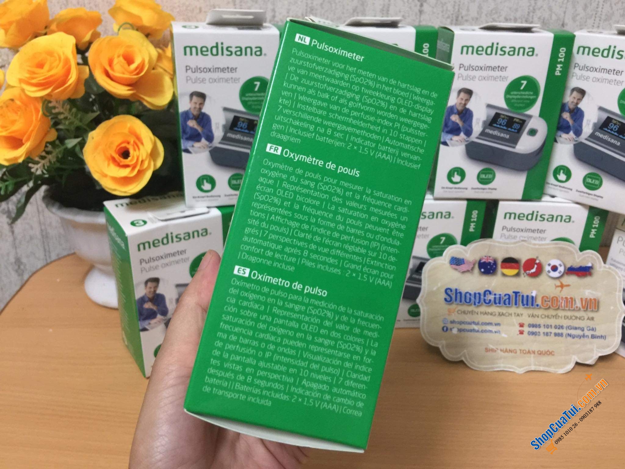 Máy đo nồng độ oxy (máy đo SpO2) Medisana PM100- Hàng Đức.