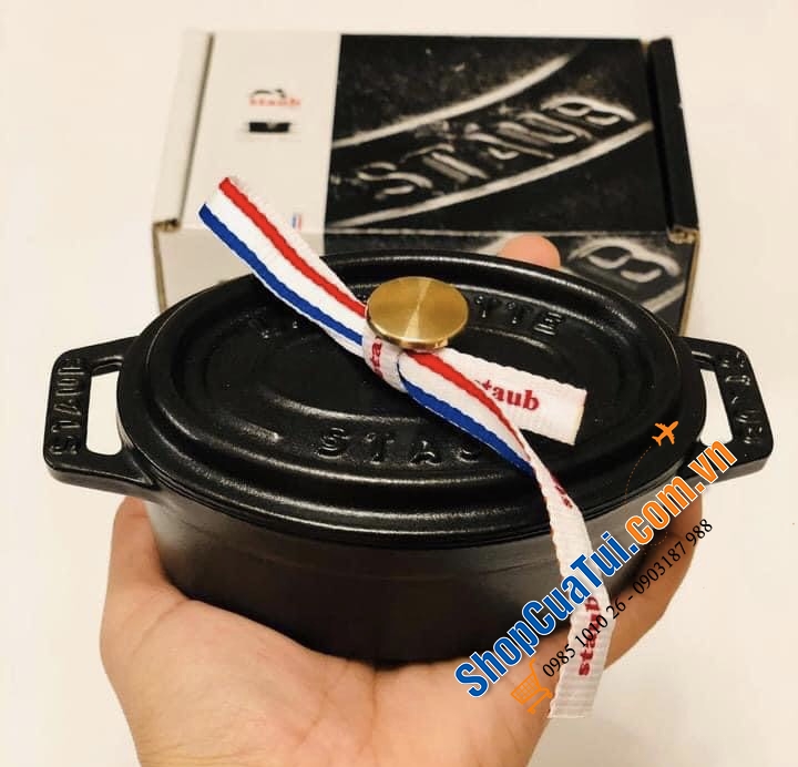 NỒI STAUB OVAL 11 cm mini màu đen - MADE IN FRANCE.