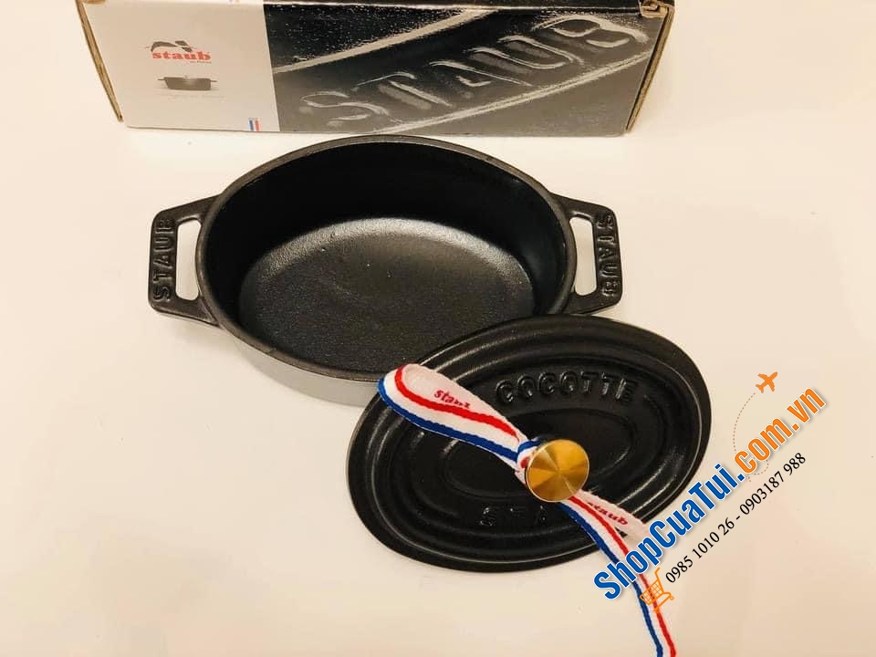 NỒI STAUB OVAL 11 cm mini màu đen - MADE IN FRANCE.