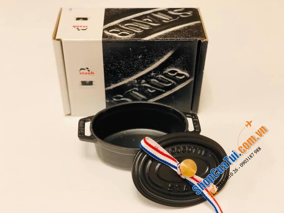 NỒI STAUB OVAL 11 cm mini màu đen - MADE IN FRANCE.