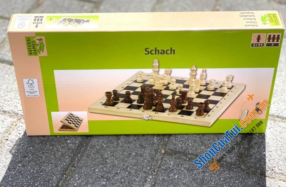 Bộ cờ vua gỗ Natural Games - Bộ nhỏ không có quai xách