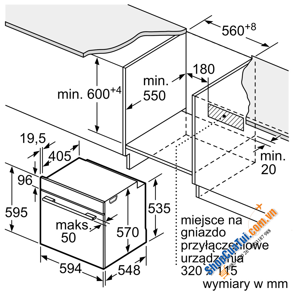 LÒ NƯỚNG 71 lít, LÒ NƯỚNG BOSCH HBA534EB0 SERIE 4 MÀU ĐEN