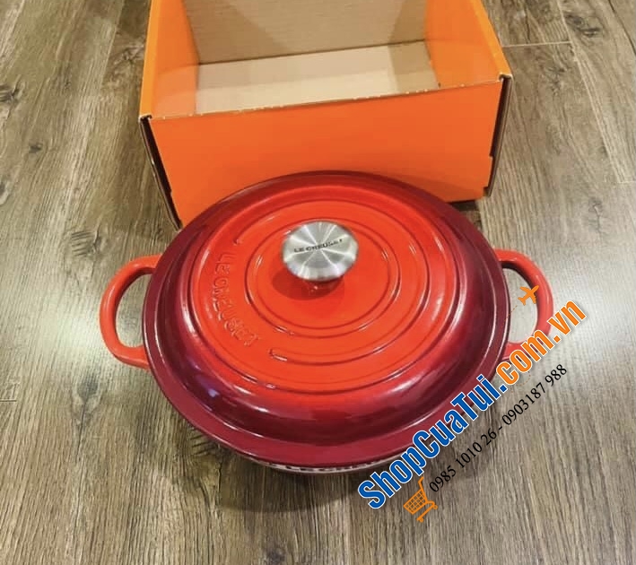 Nồi chảo Le Creuset Stew pot 22 cm màu đỏ Cao 10.5cm Dung tích 2.2l