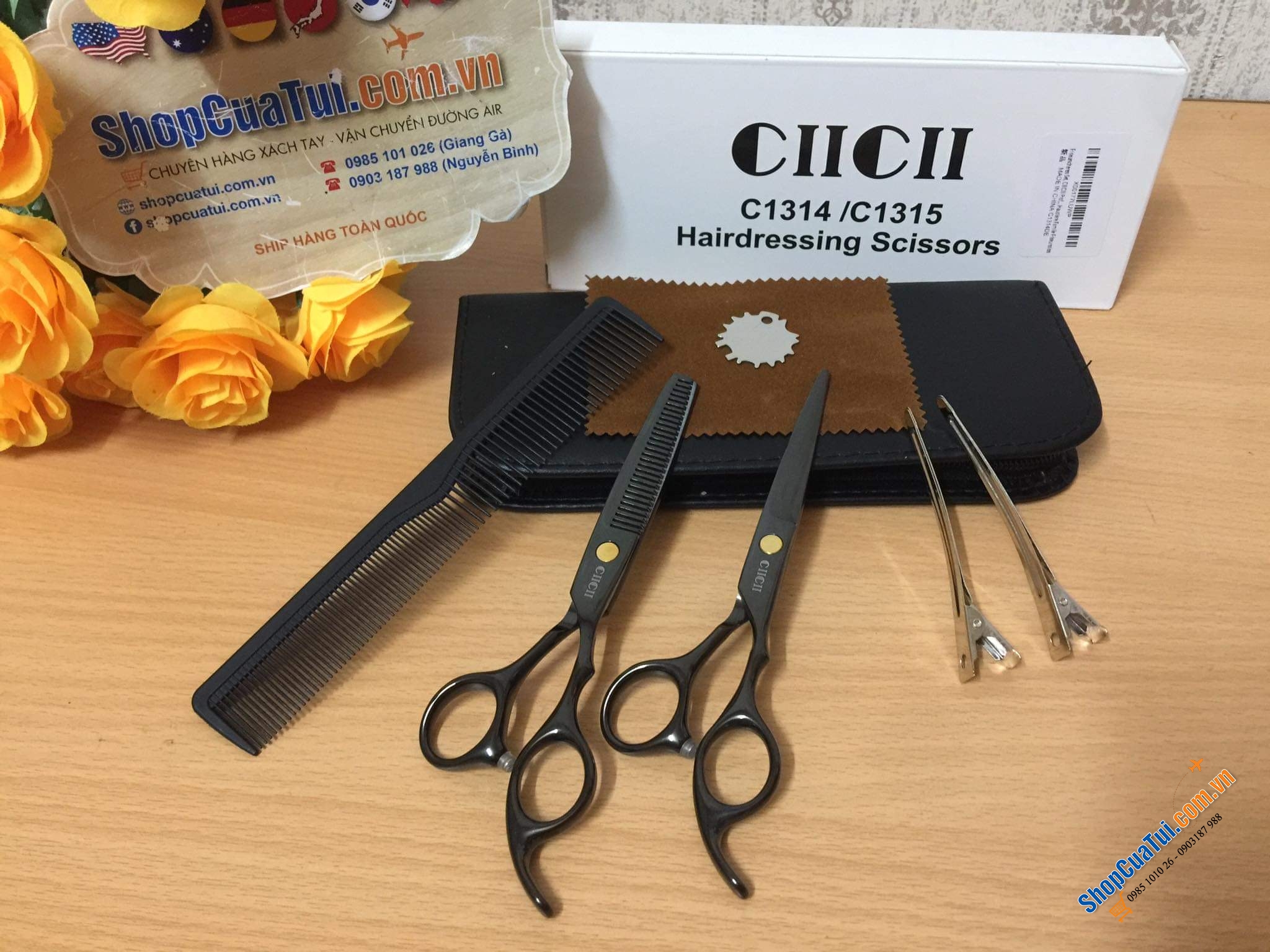 TRỌN BỘ KÉO CẮT TÓC KÈM LƯỢC CIICII.