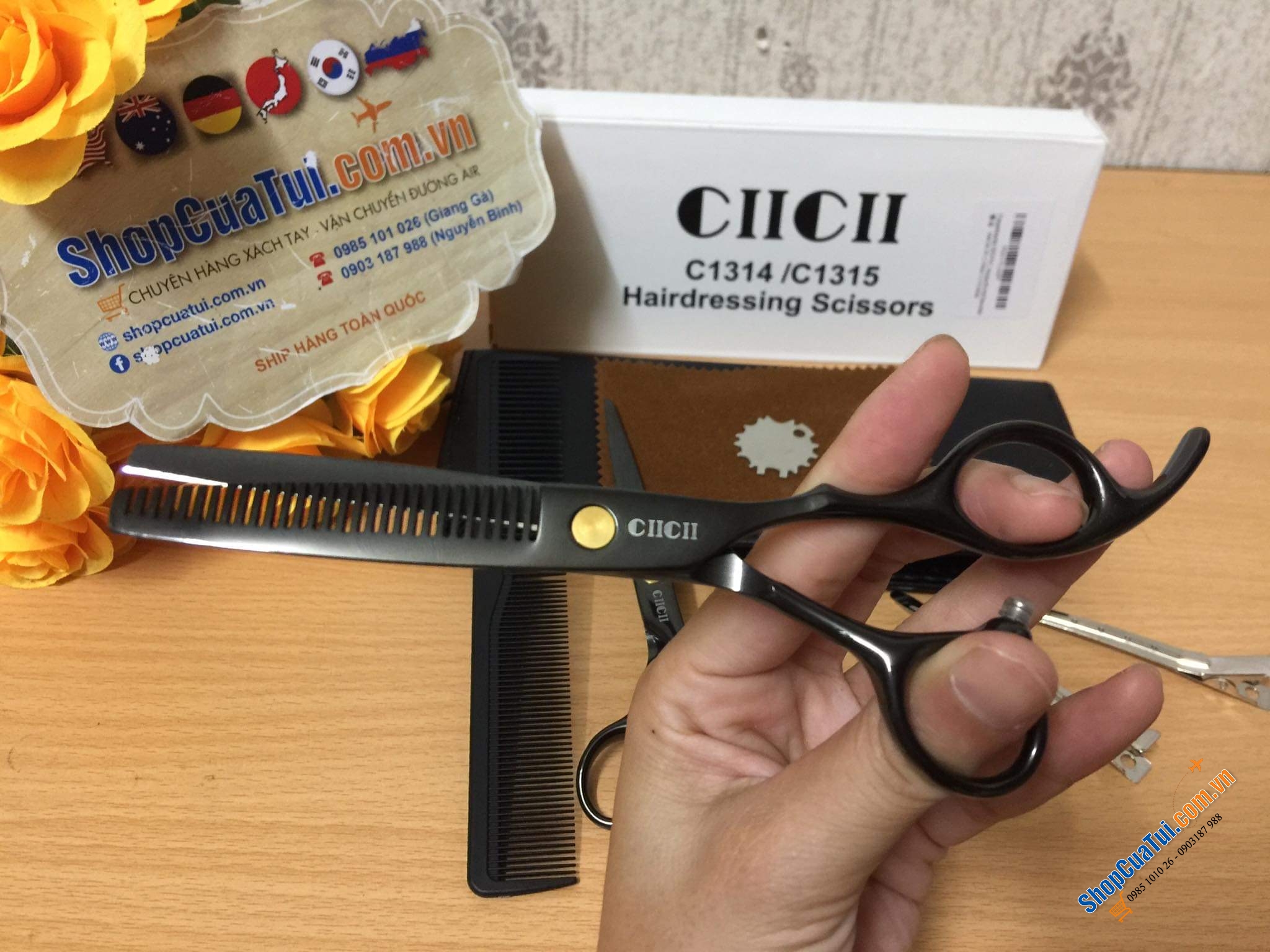 TRỌN BỘ KÉO CẮT TÓC KÈM LƯỢC CIICII.