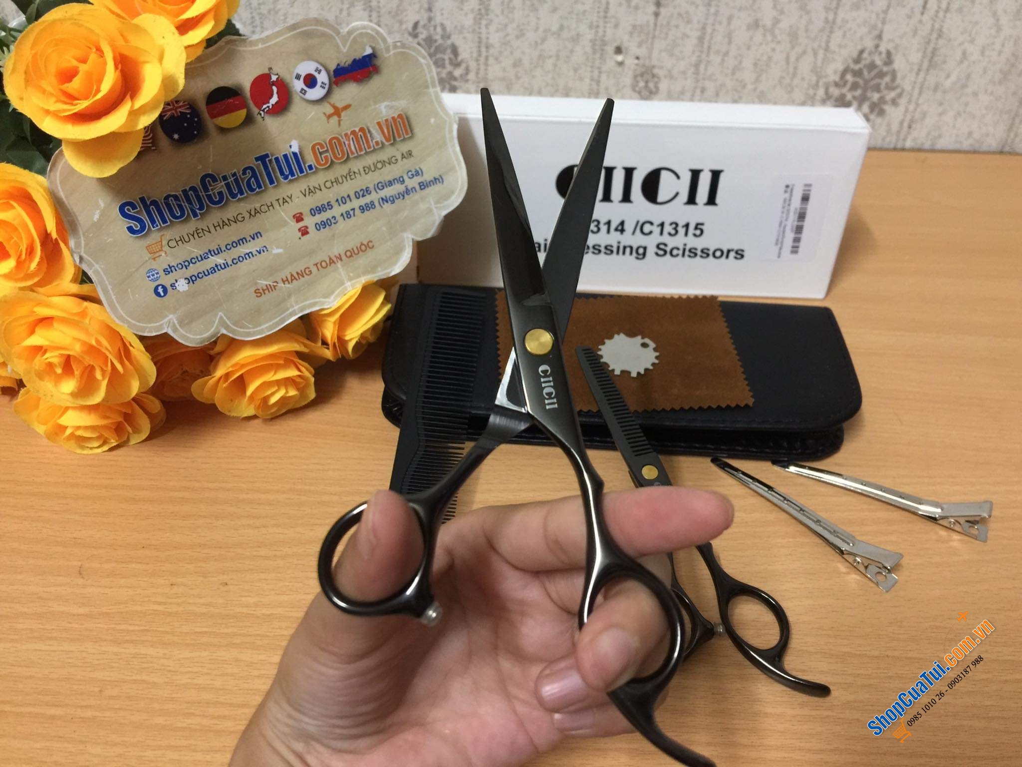 TRỌN BỘ KÉO CẮT TÓC KÈM LƯỢC CIICII.