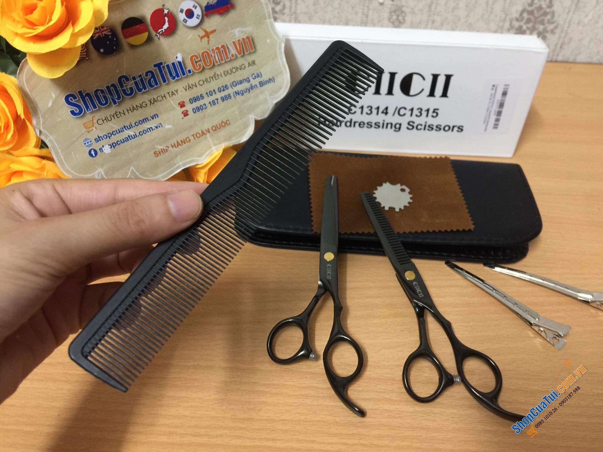 TRỌN BỘ KÉO CẮT TÓC KÈM LƯỢC CIICII.
