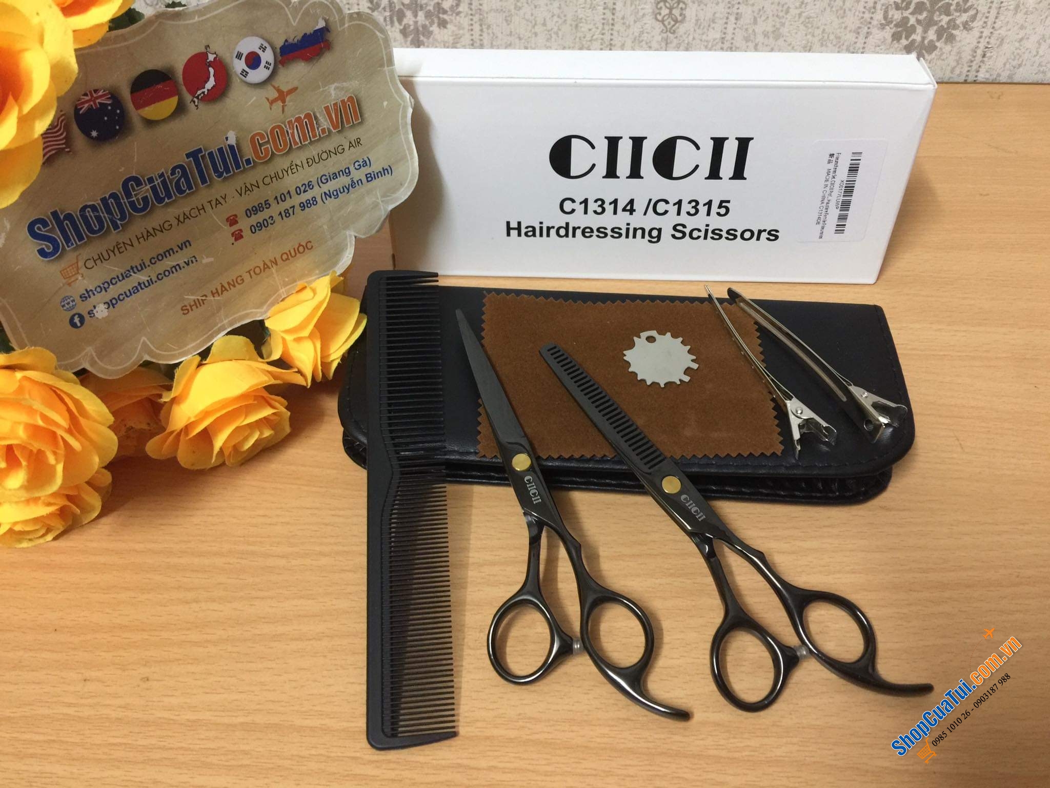 TRỌN BỘ KÉO CẮT TÓC KÈM LƯỢC CIICII.