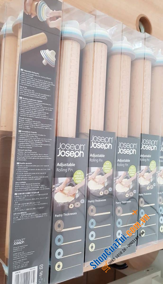 Gậy làm bánh, Cây lăn bột Joseph Joseph thông minh cho các mẹ nội trợ đảm đang hay cho các bé phụ mẹ nấu nướng - màu mint