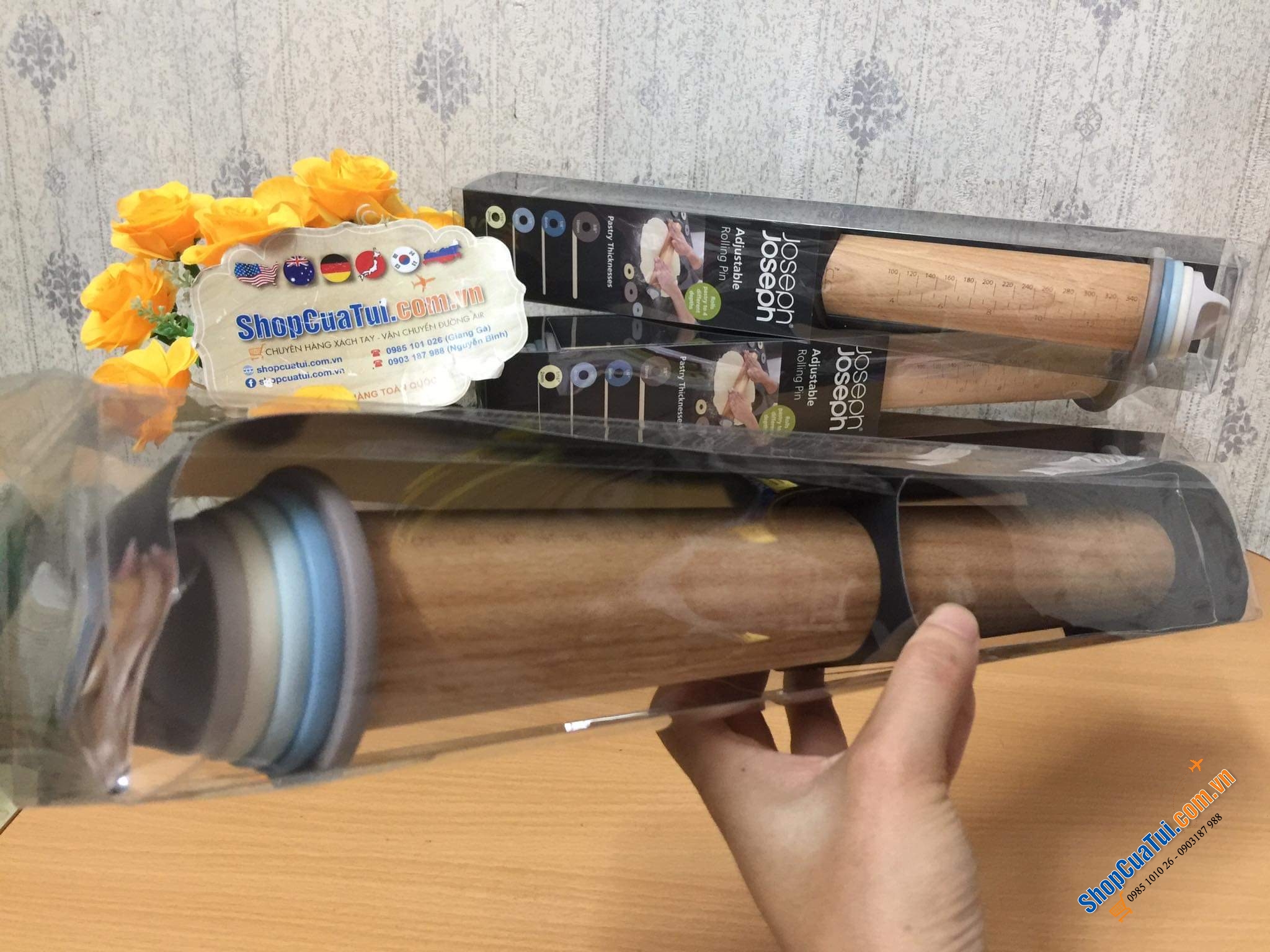 Gậy làm bánh, Cây lăn bột Joseph Joseph thông minh cho các mẹ nội trợ đảm đang hay cho các bé phụ mẹ nấu nướng - màu mint
