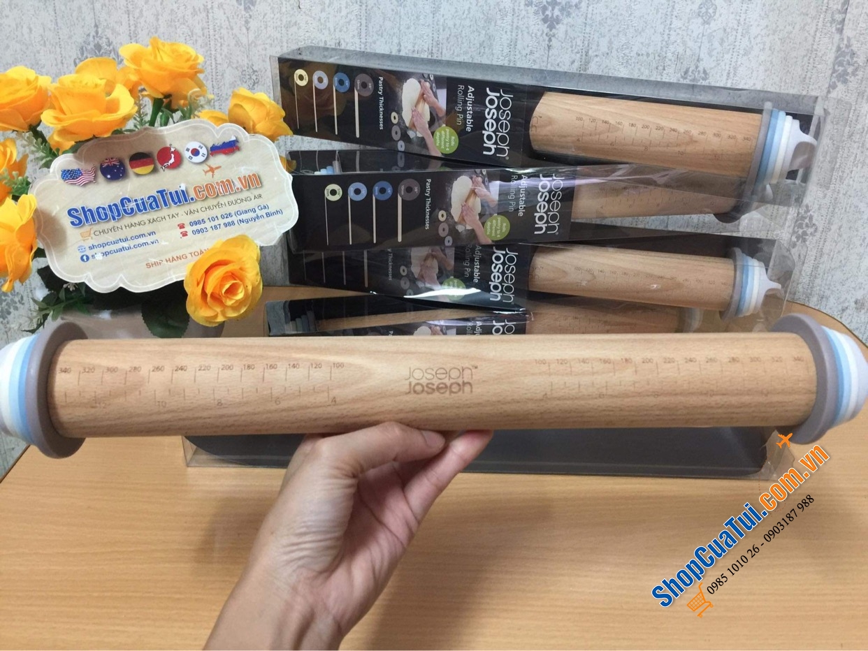 Gậy làm bánh, Cây lăn bột Joseph Joseph thông minh cho các mẹ nội trợ đảm đang hay cho các bé phụ mẹ nấu nướng - màu mint