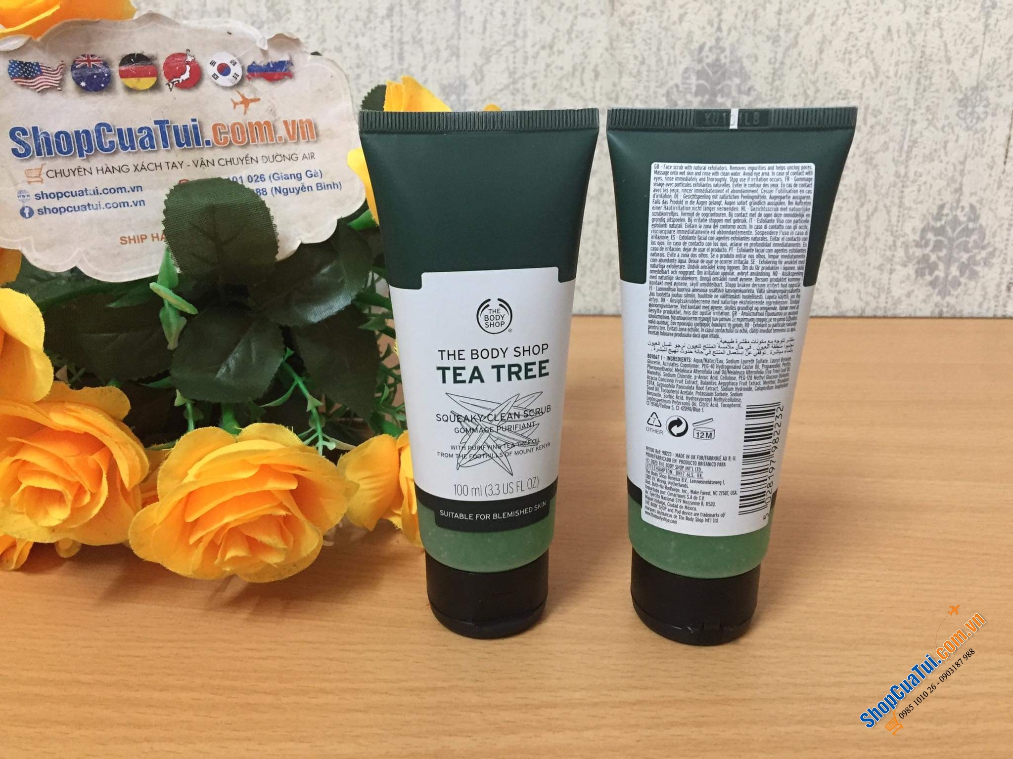 Tẩy da chết - Tẩy Tế Bào Chết Chiết Xuất Tràm The Body Shop Tea Tree Squeaky-Clean Scrub 100ml.