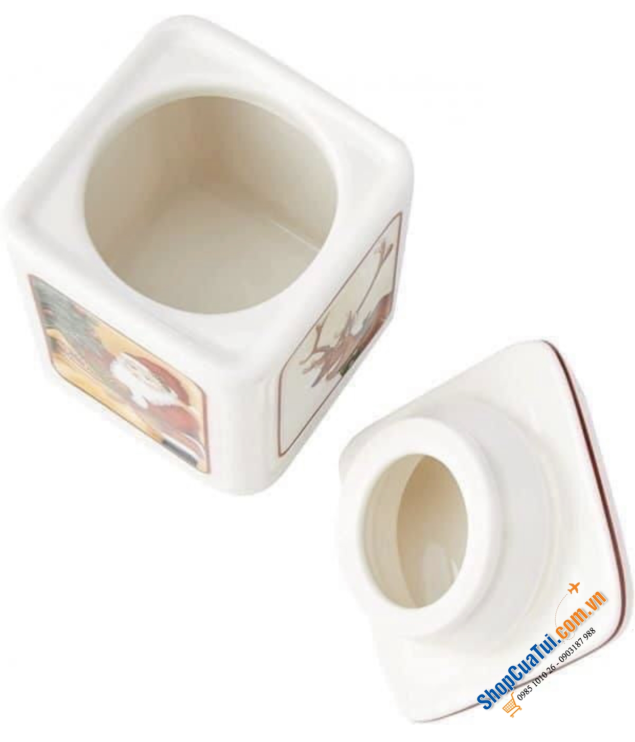 SET 2 HŨ ĐỰNG GIA VỊ, HẠT NÊM, ỚT TRƯNG, ĐƯỜNG  VILLEROY BOCH HÌNH NOEL