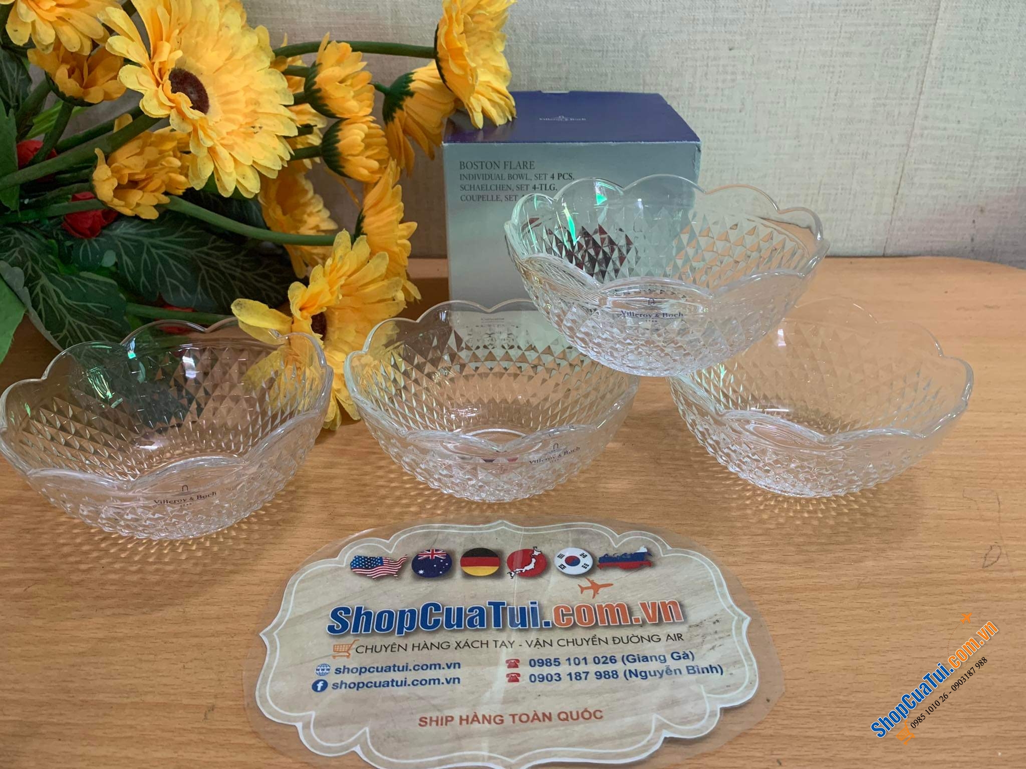 SET 4 BÁT PHA LÊ ĂN CƠM, ĂN TRÁNG MIỆNG VILLEROY BOCH BOSTON FLARE - Made in Germany.