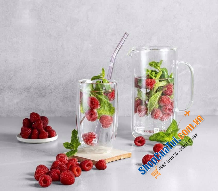 BÌNH THUỶ TINH CÁCH NHIỆT 2 LỚP ZWILLING SORRENTO PLUS 0,8 LIT. - bình thuỷ tinh 2 thành