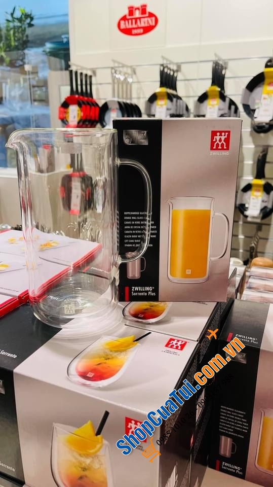 BÌNH THUỶ TINH CÁCH NHIỆT 2 LỚP ZWILLING SORRENTO PLUS 0,8 LIT. - bình thuỷ tinh 2 thành