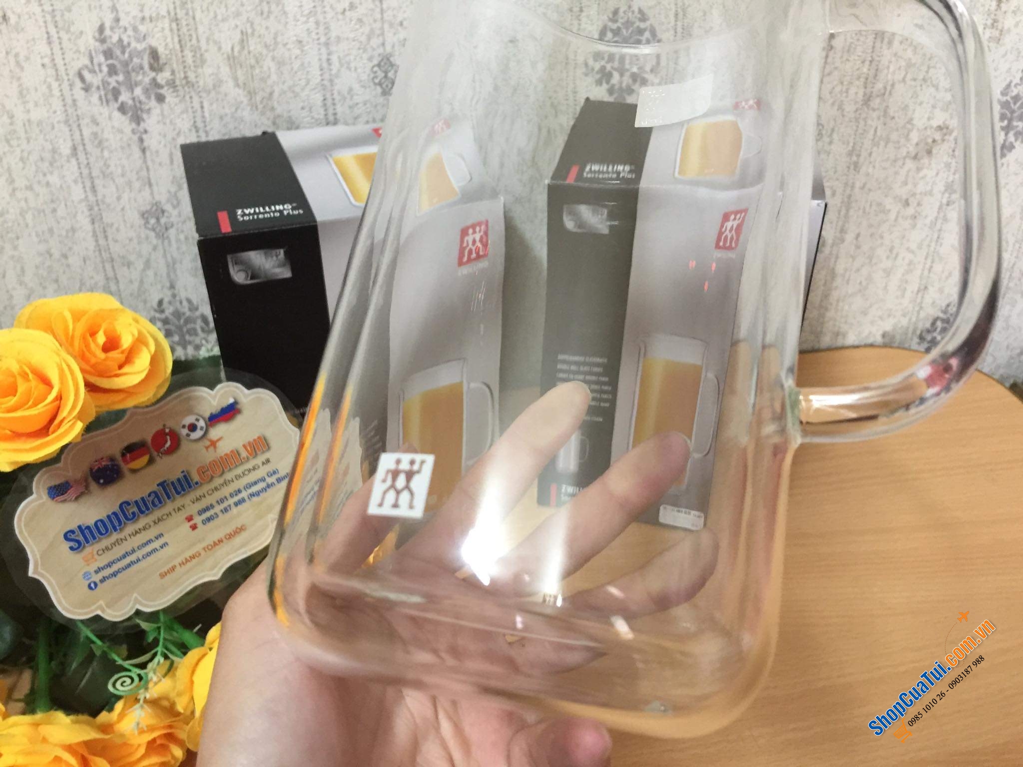 BÌNH THUỶ TINH CÁCH NHIỆT 2 LỚP ZWILLING SORRENTO PLUS 0,8 LIT. - bình thuỷ tinh 2 thành