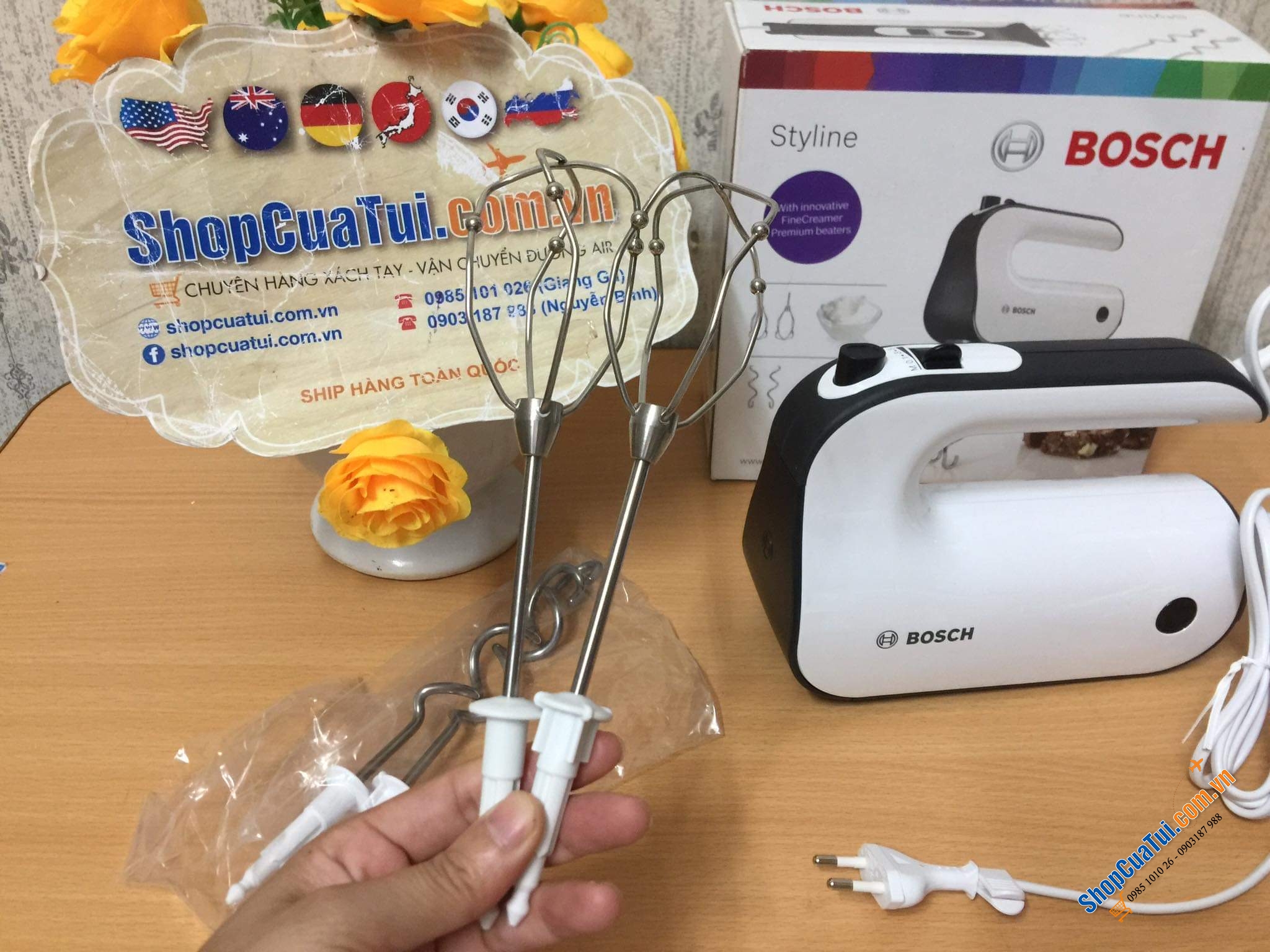 Máy đánh trứng BOSCH MFQ4020 450w mạnh mẽ màu trắng - Màu đỏ