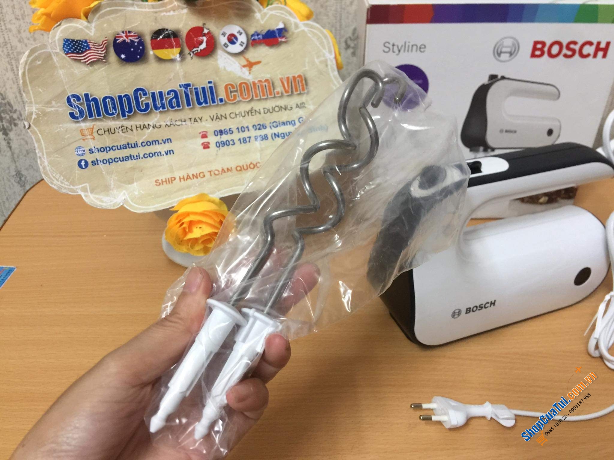 Máy đánh trứng BOSCH MFQ4020 450w mạnh mẽ màu trắng - Màu đỏ