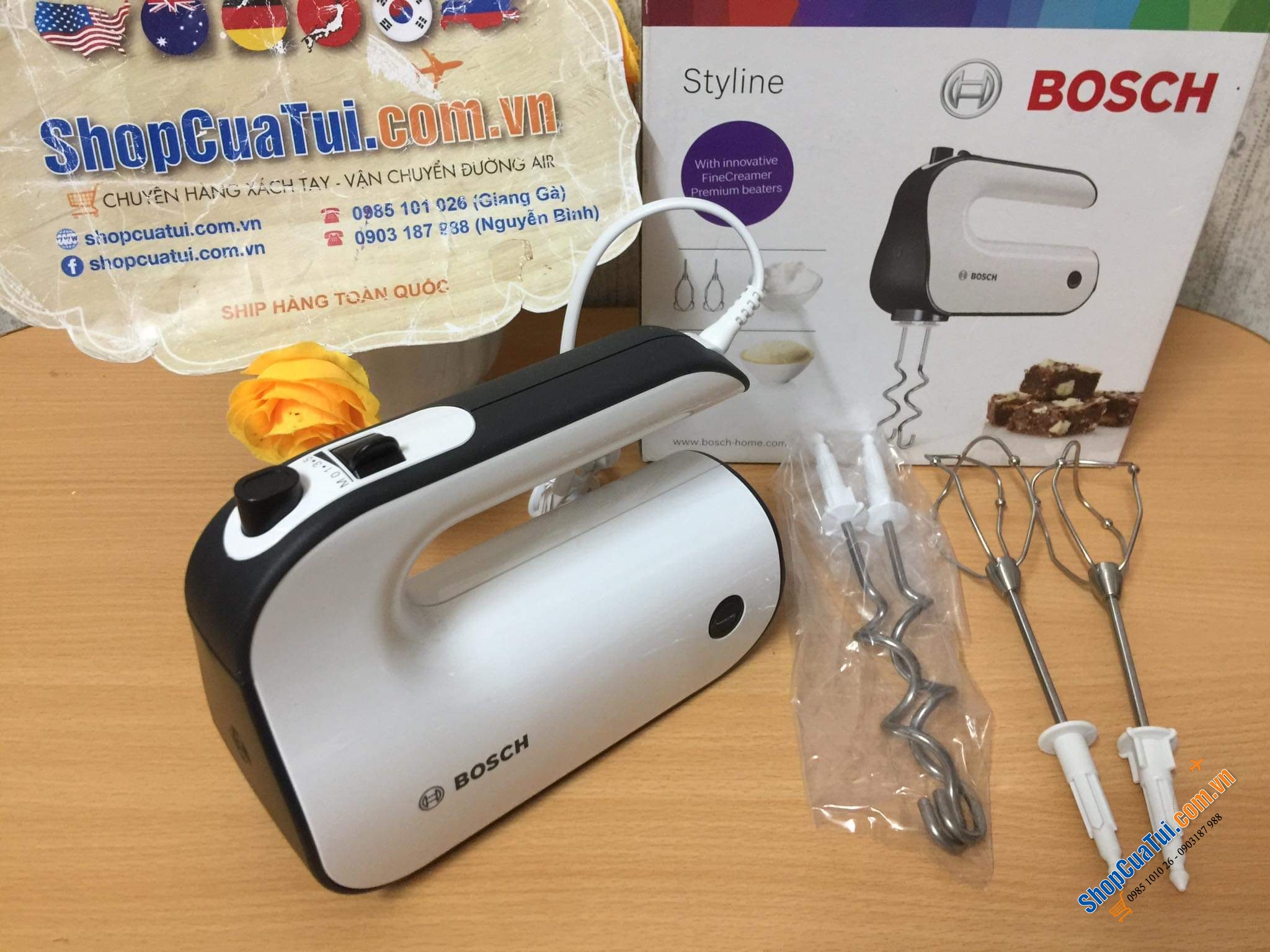 Máy đánh trứng BOSCH MFQ4020 450w mạnh mẽ màu trắng - Màu đỏ